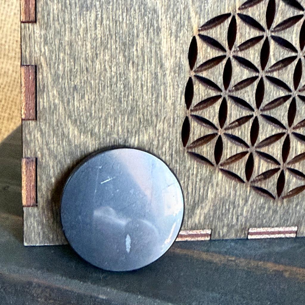Round Black Shungite Phone Plates with Adhesive on Back | Two Sizes