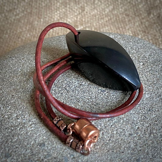 Seed of Life Shungite Pendant | Natural Red Leather with Copper Clasp 2