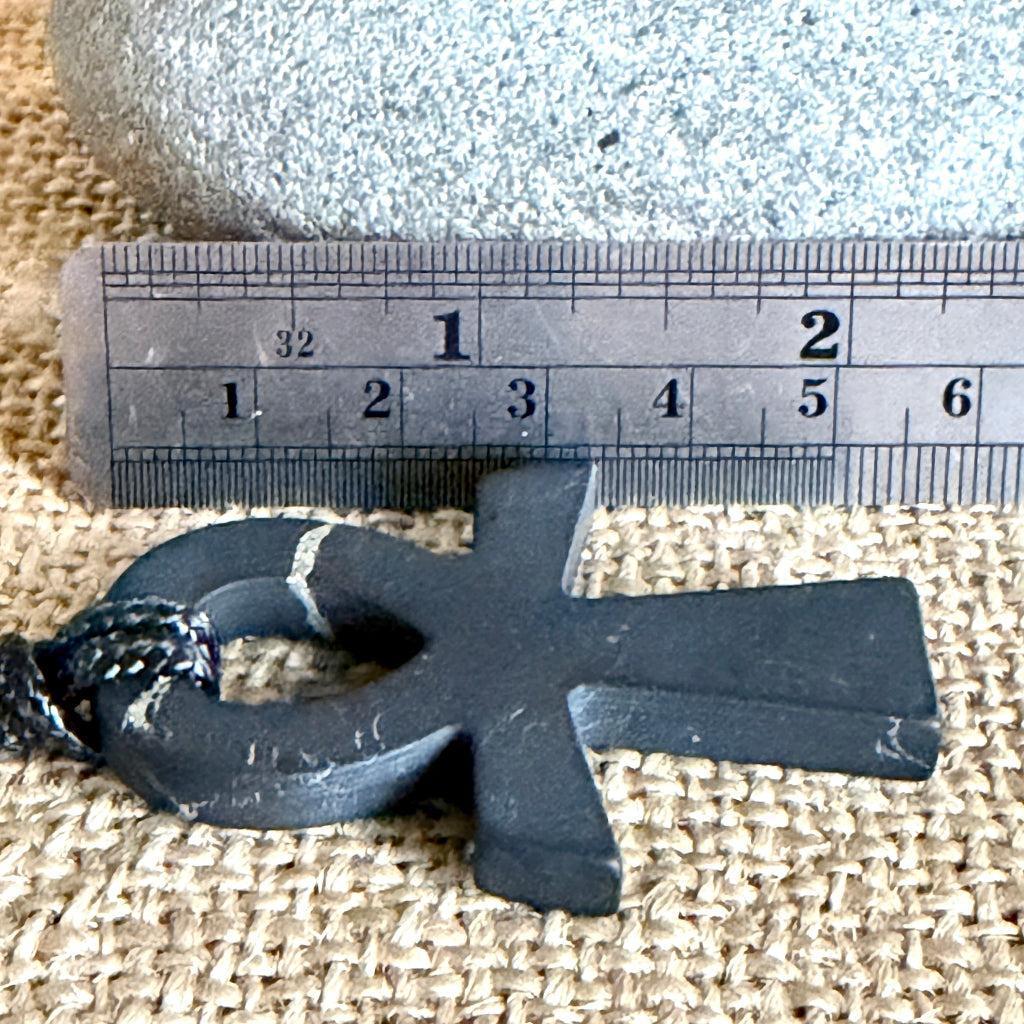 Shungite Ankh Cross Pendant | Key of Life| Double Slider Necklace
