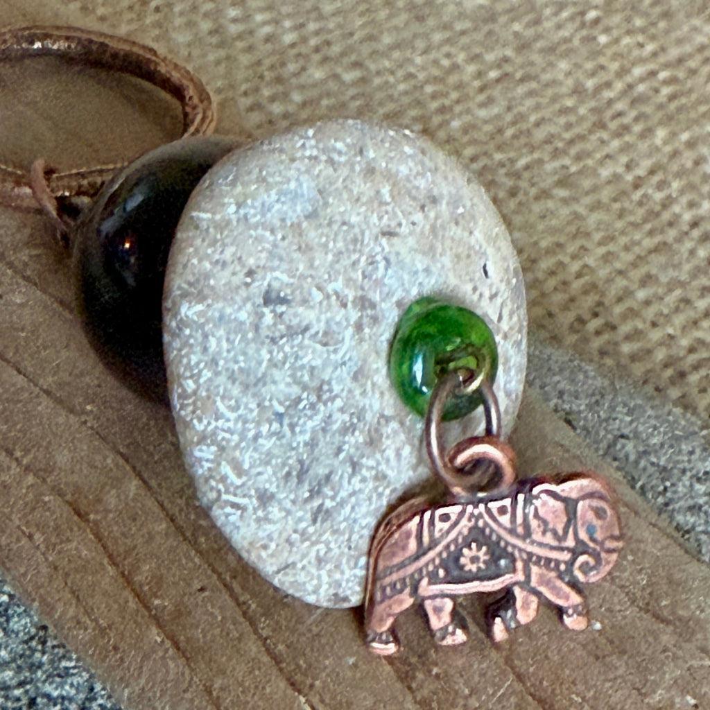 Shungite Cairn Hangable Accessory | With Copper Elephant