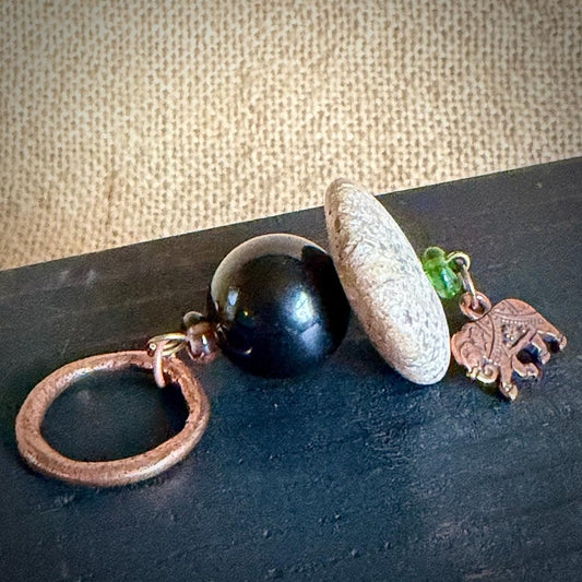 Shungite Cairn Hangable Accessory | With Copper Elephant