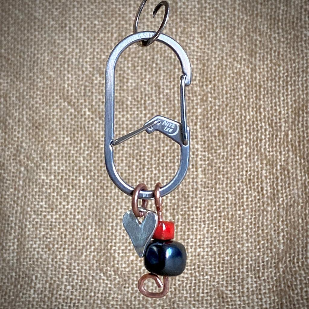 Shungite Clip-On for BIG Dog | Rounded Cube Bead, Heart, Copper Wire