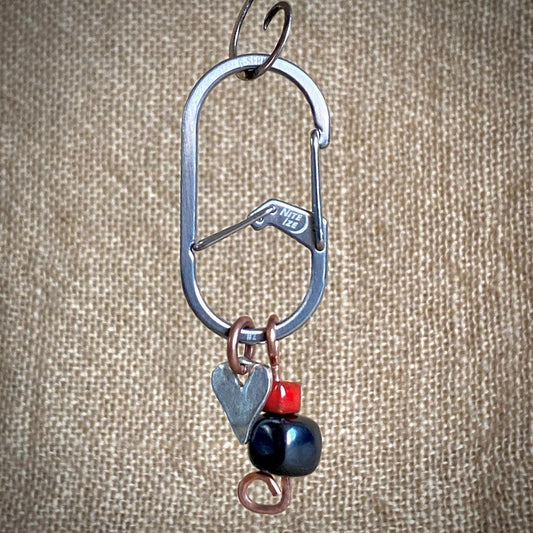 Shungite Clip-On for BIG Dog | Rounded Cube Bead, Heart, Copper Wire