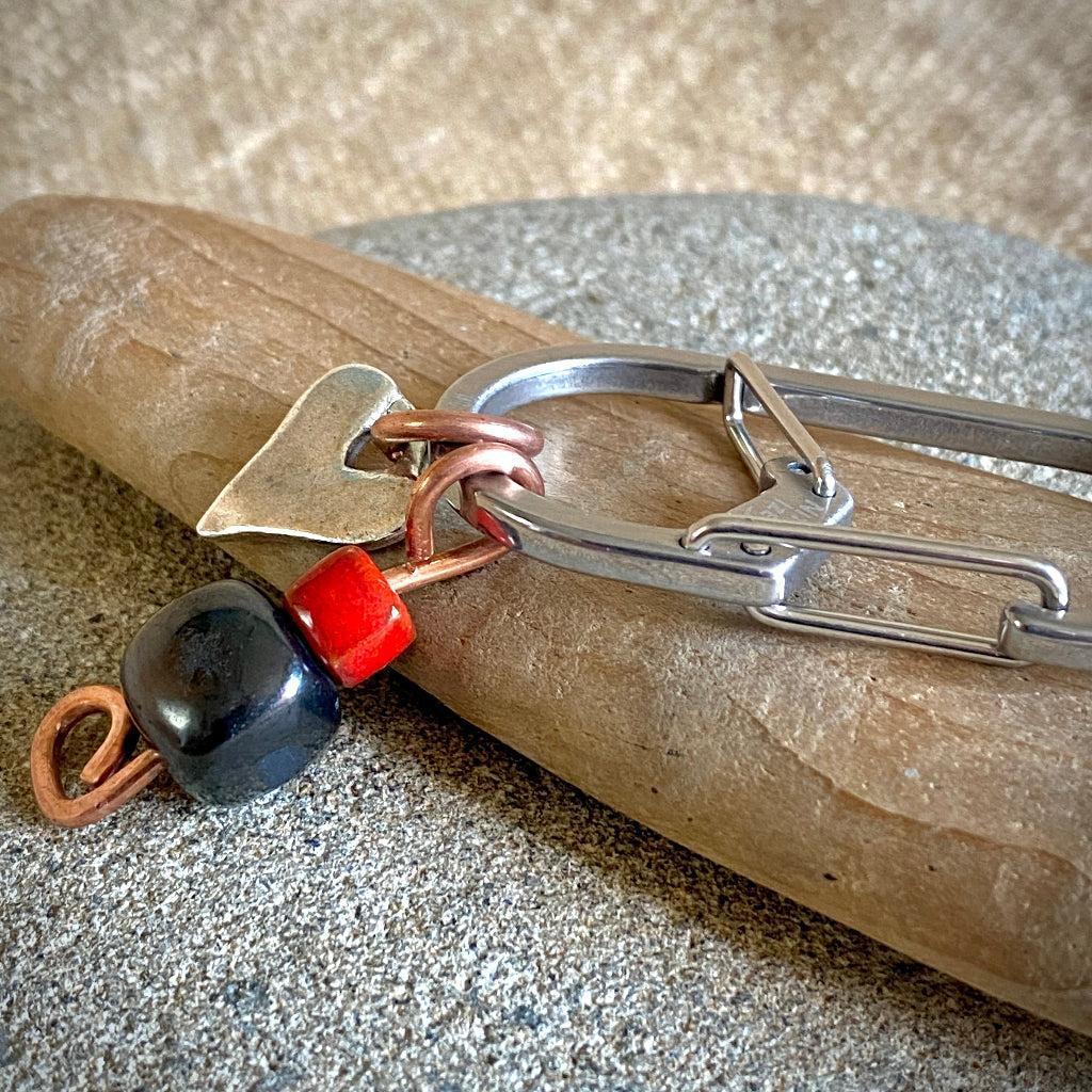 Shungite Clip-On for BIG Dog | Rounded Cube Bead, Heart, Copper Wire