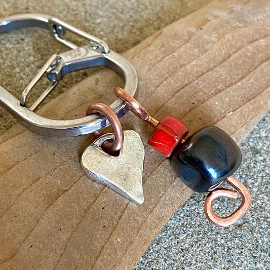 Shungite Clip-On for BIG Dog | Rounded Cube Bead, Heart, Copper Wire