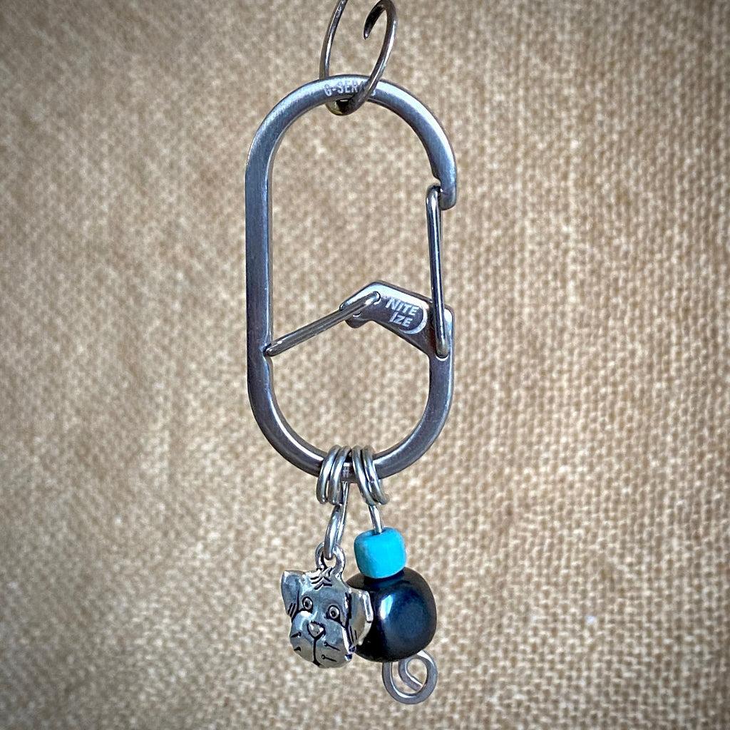 Shungite Clip-On for BIG Dog | Rounded Cube Bead, Puppy Face Charm