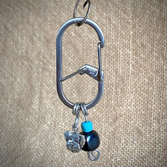 Shungite Clip-On for BIG Dog | Rounded Cube Bead, Puppy Face Charm