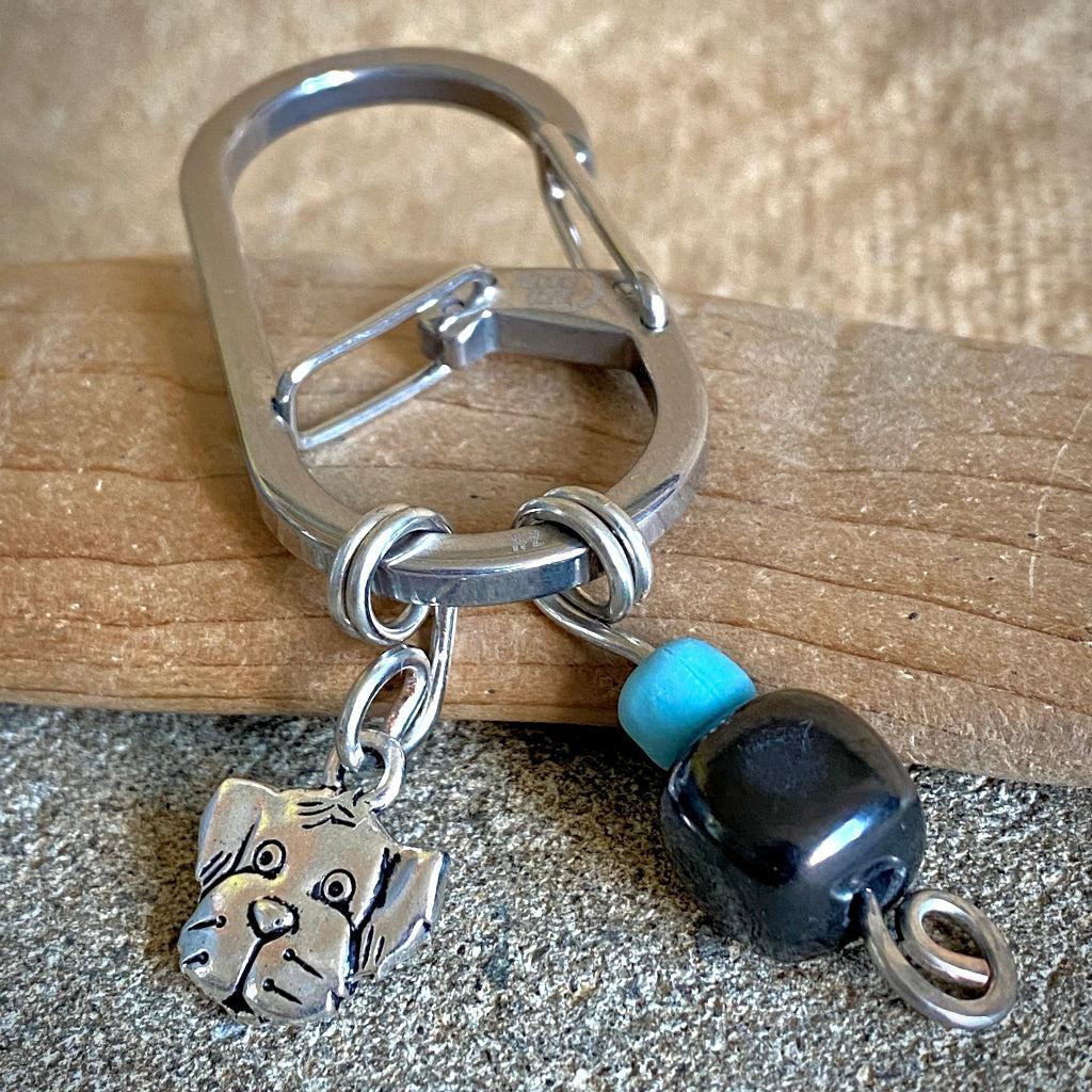 Shungite Clip-On for BIG Dog | Rounded Cube Bead, Puppy Face Charm