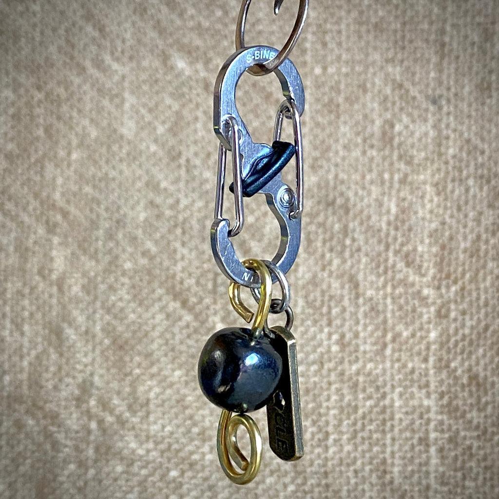 Shungite Clip-On for Pets | Rounded Cube Bead, Miracle Charm, Brass