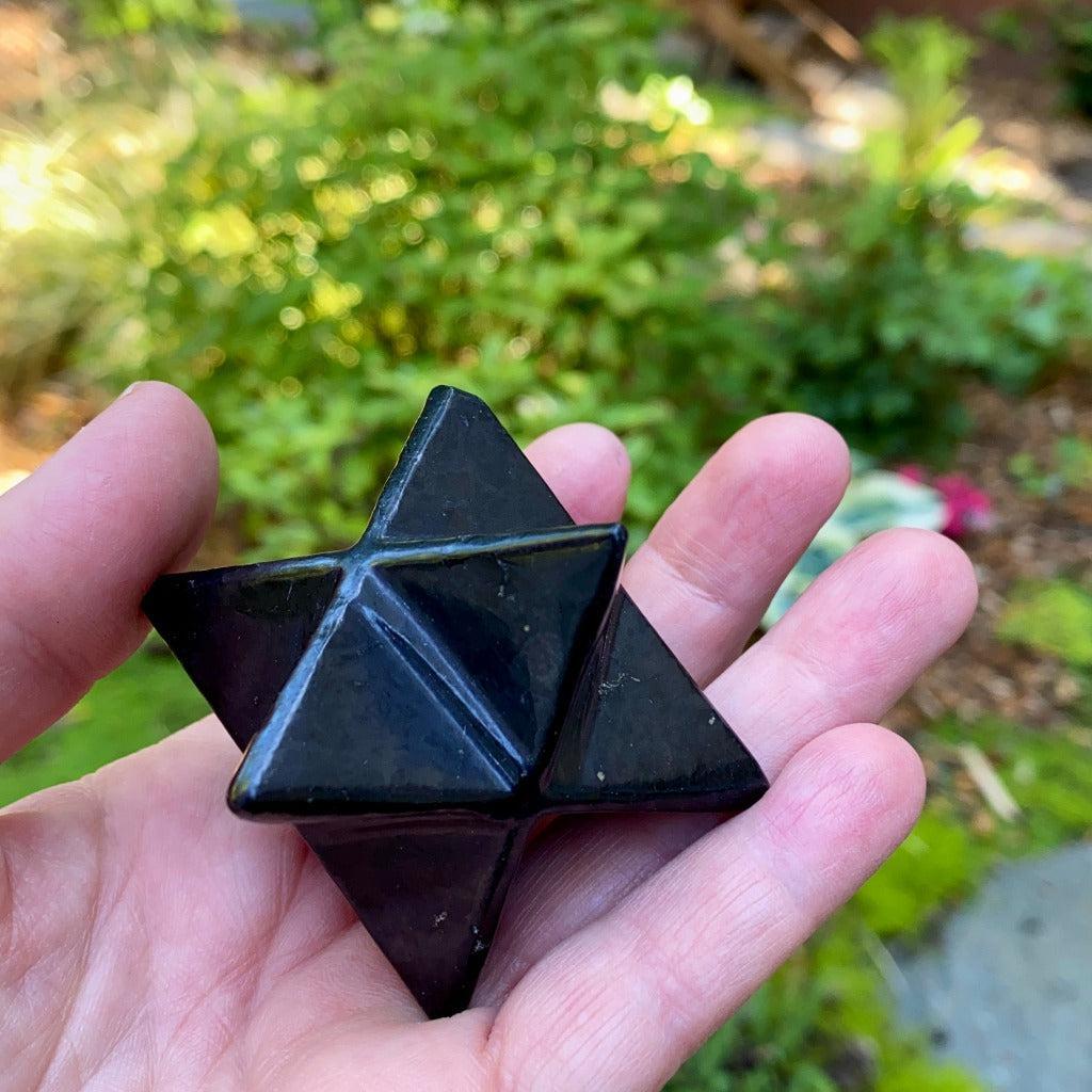 Shungite Merkaba |40mm, Palm of Hand Size