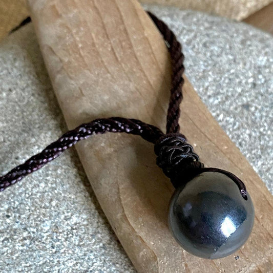 Shungite Orb Necklace | Adjustable Korean Rope Cord