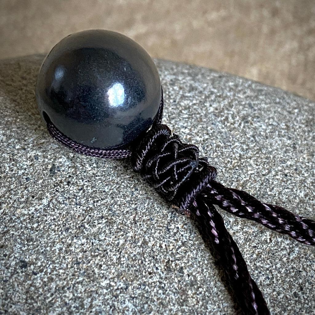 Shungite Orb Necklace | Adjustable Korean Rope Cord