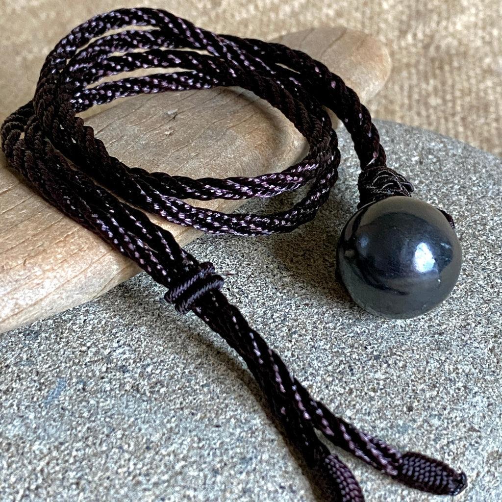 Shungite Orb Necklace | Adjustable Korean Rope Cord