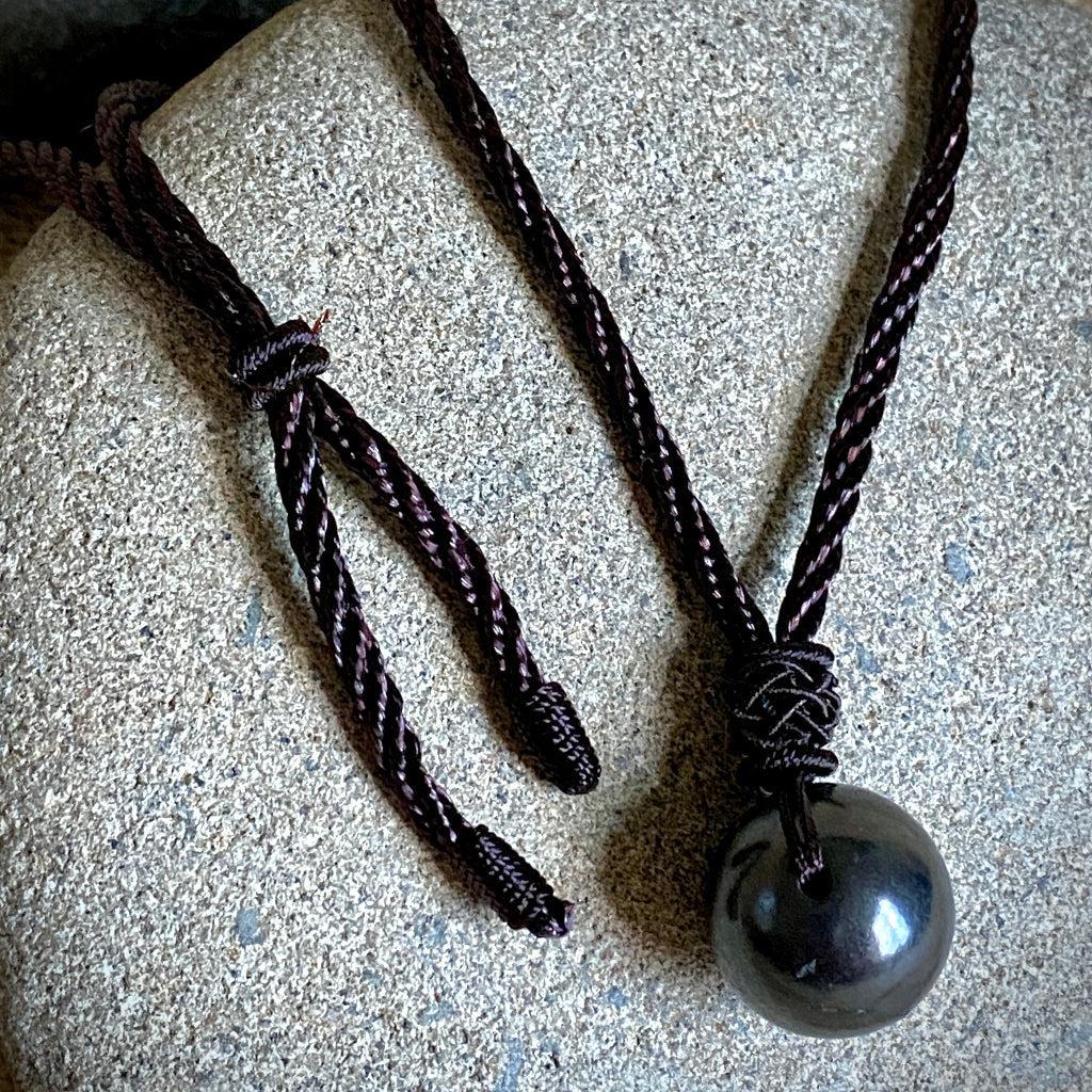 Shungite Orb Necklace | Adjustable Korean Rope Cord
