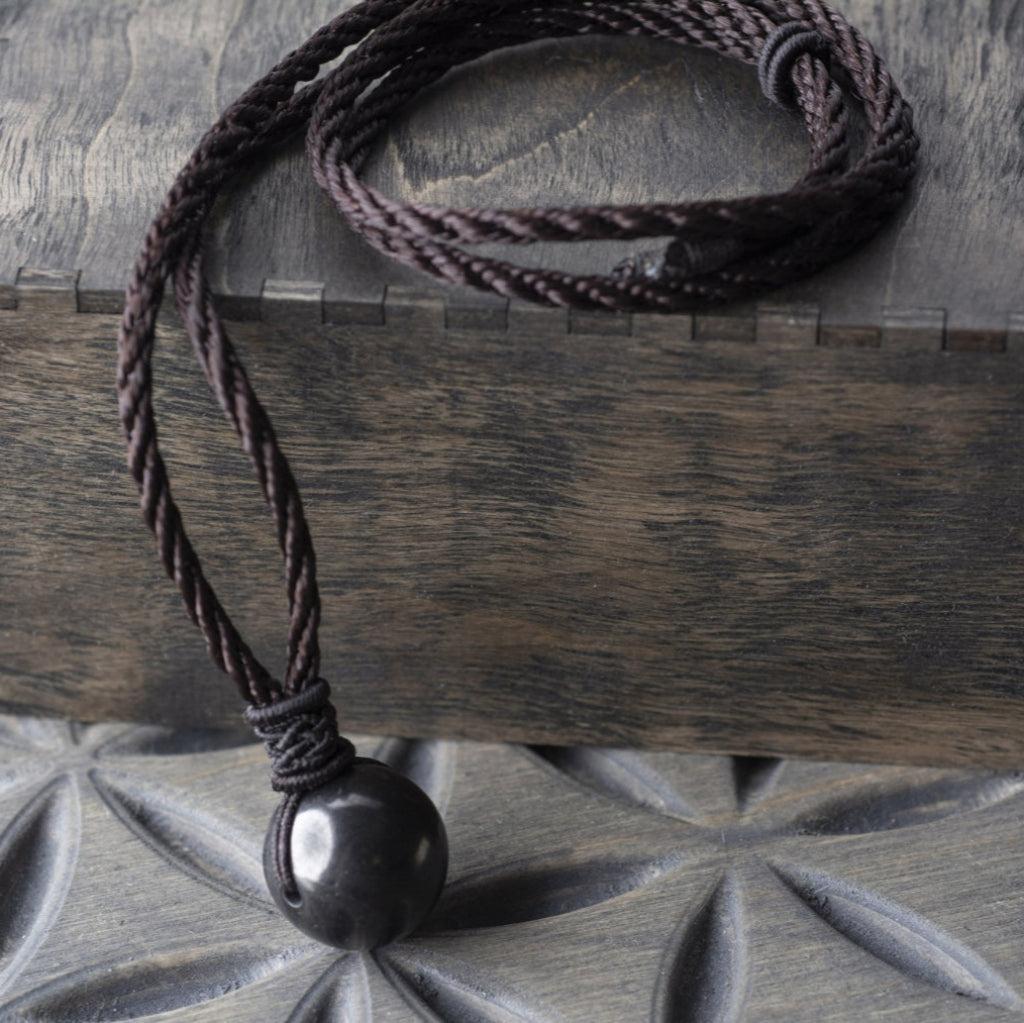 Shungite Orb Necklace | Adjustable Korean Rope Cord