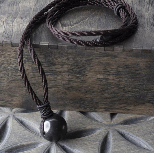 Shungite Orb Necklace | Adjustable Korean Rope Cord