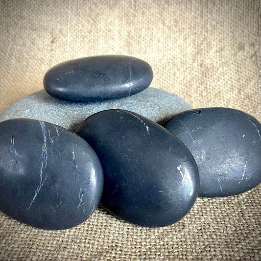 Shungite Palm Stone | Authentic Black Shungite from Karelia