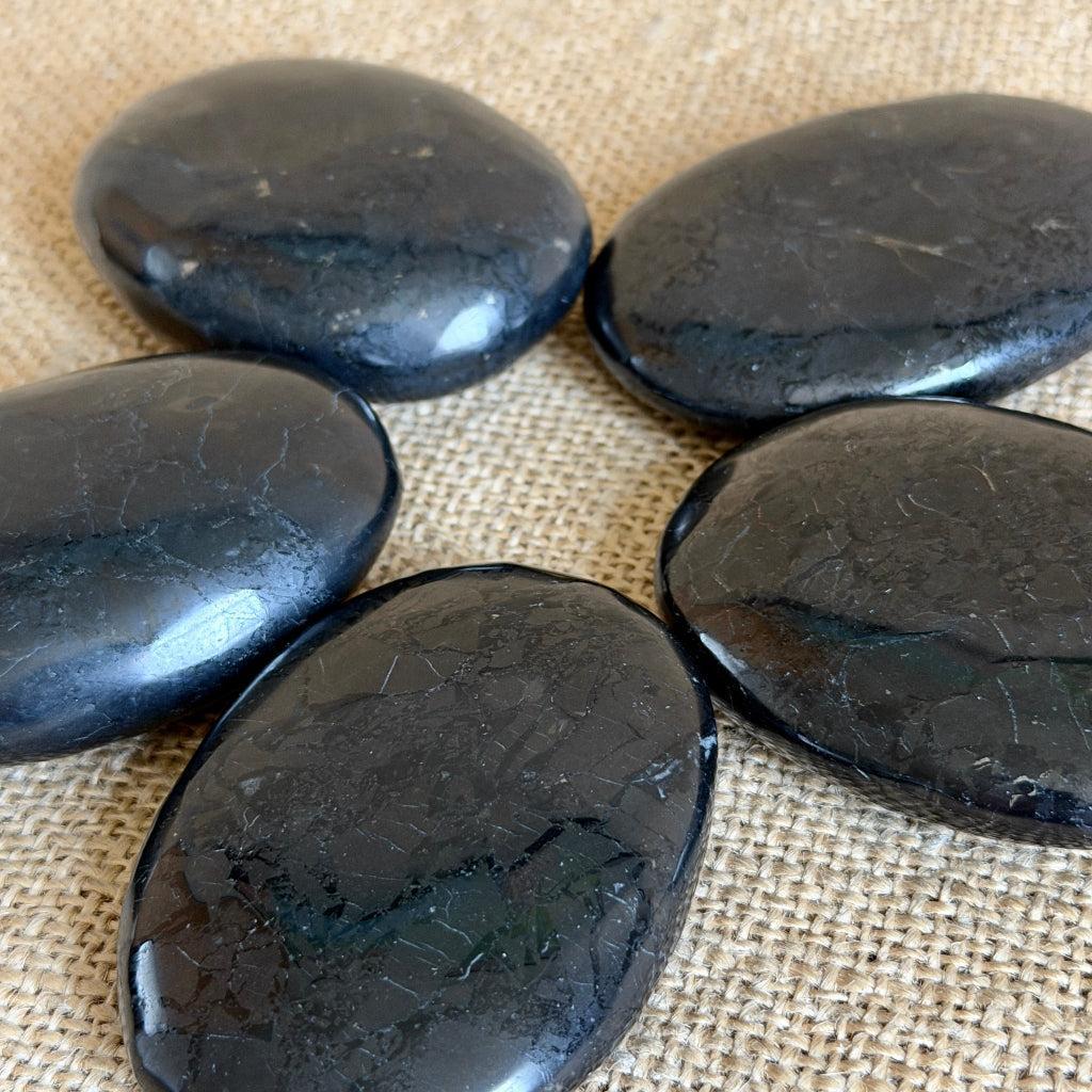 Shungite Palm Stone | Authentic Black Shungite from Karelia