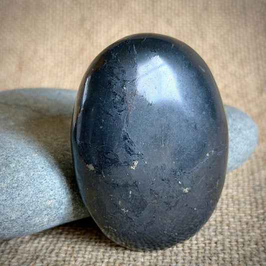 Shungite Palm Stone | Authentic Black Shungite from Karelia