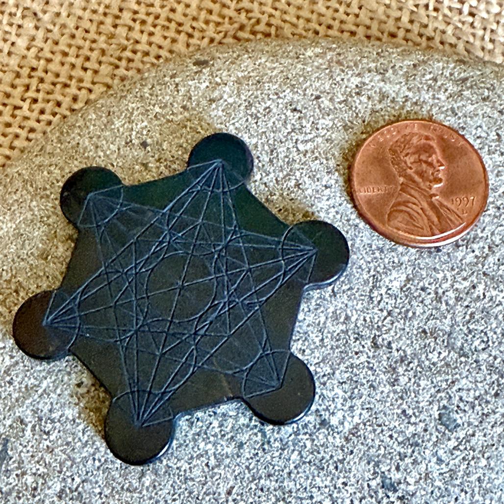 Shungite Phone Plate | Fancy Metatron's Cube, 45mm