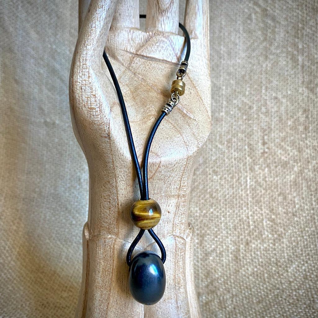 Shungite & Yellow Tiger's Eye Rearview Mirror Dangle, Car Accessory