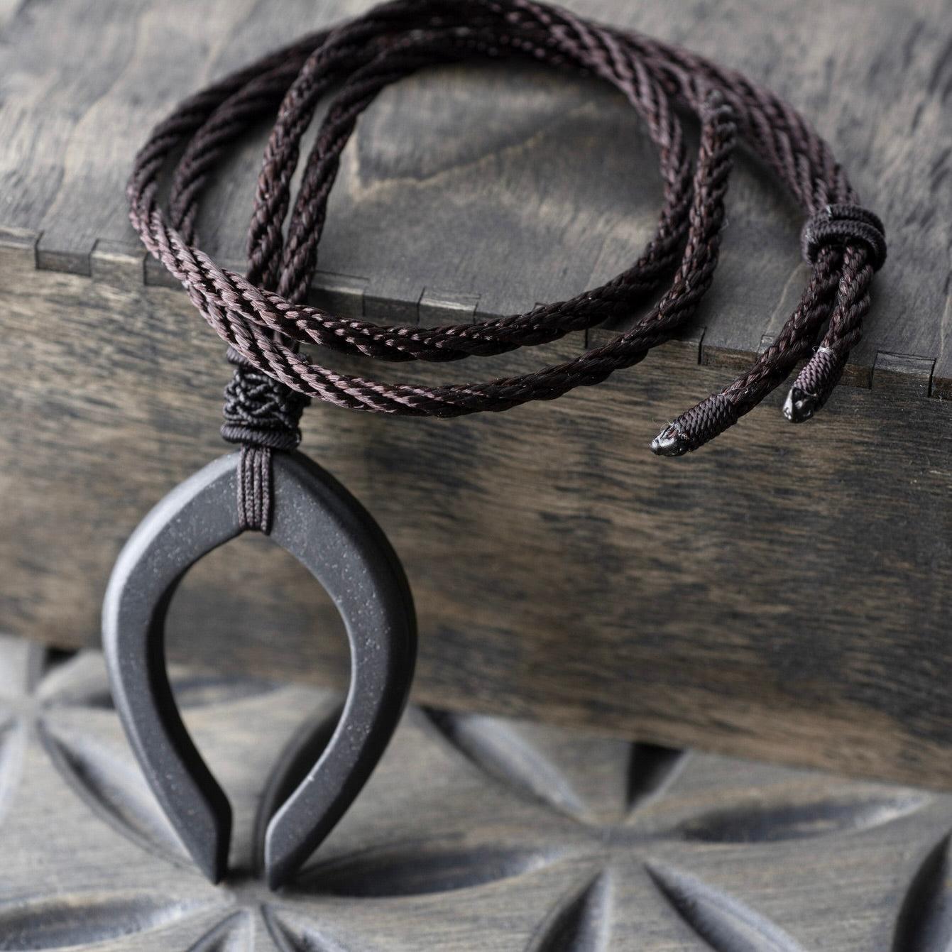 Shungite Yoni Necklace | Adjustable Korean Rope Cord
