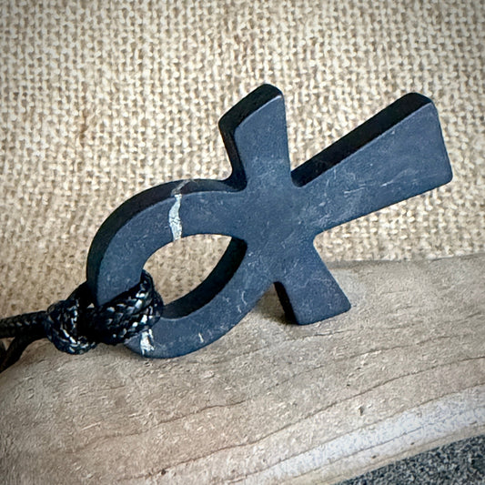 Shungite Ankh Cross Pendant | Key of Life| Double Slider Necklace 1