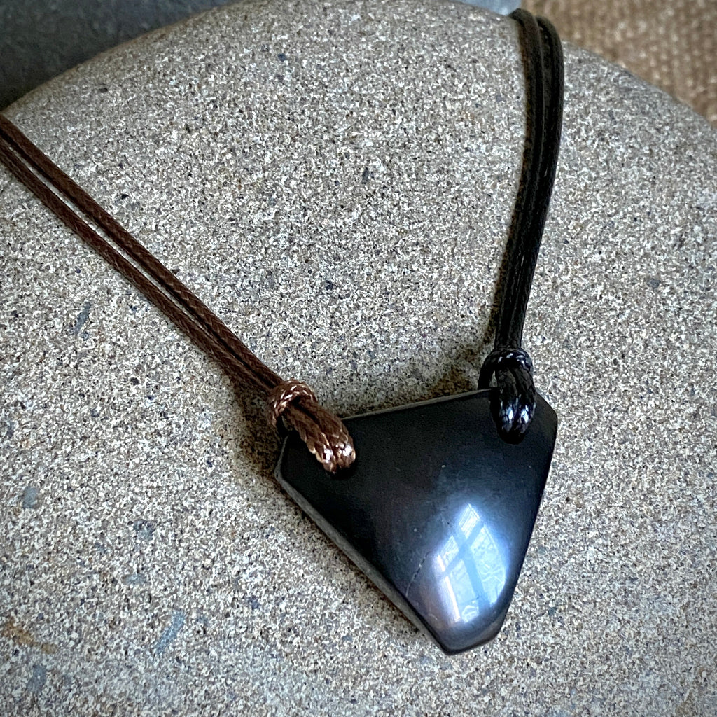 Shungite Arrowhead Necklace | Adjustable 2-Tone Cord 4