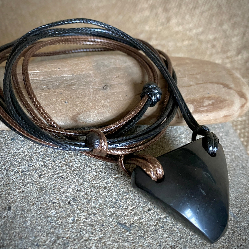 Shungite Arrowhead Necklace | Adjustable 2-Tone Cord 5