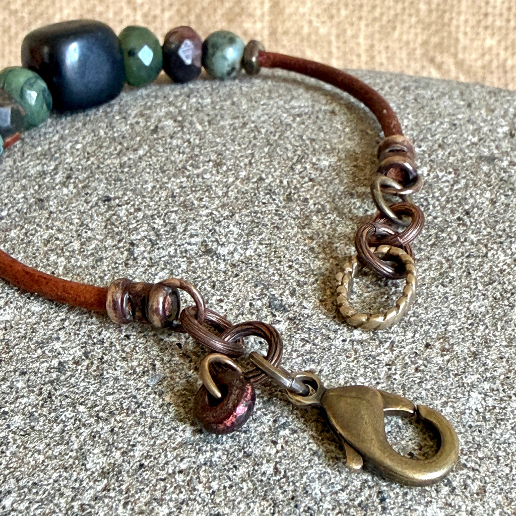Shungite Bracelet Jade, Red Jasper, African Turquoise | Smaller Wrist 1