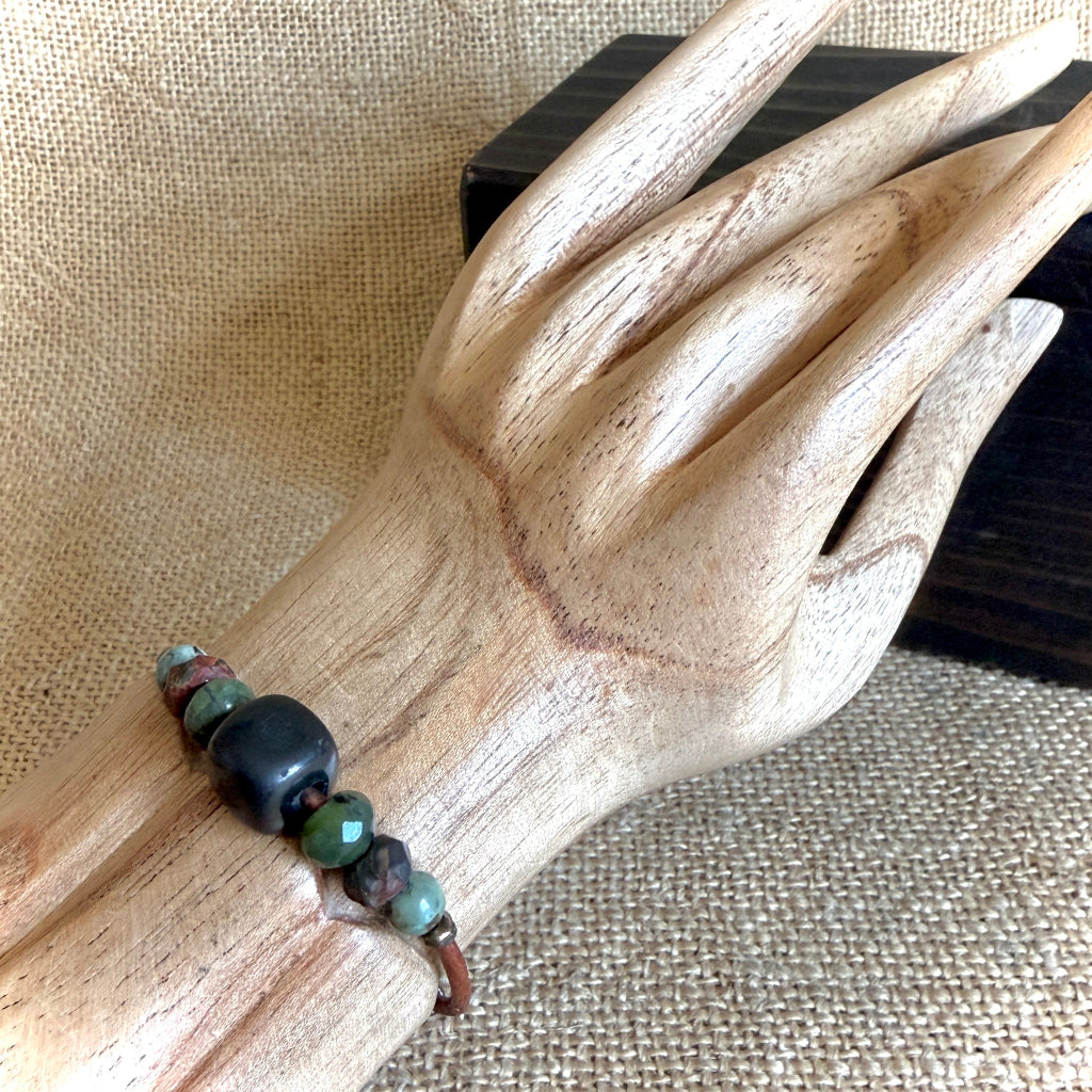 Shungite Bracelet Jade, Red Jasper, African Turquoise | Smaller Wrist 3