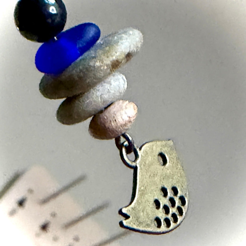 Shungite Cairn Pendant Necklace | With Brass Bird Charm 3