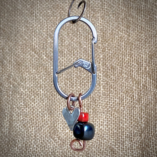 Shungite Clip-On for BIG Dog | Rounded Cube Bead, Heart, Copper Wire