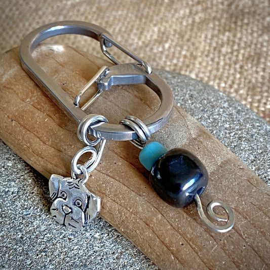Shungite Clip-On for BIG Dog |  Rounded Cube Bead, Puppy Face Charm