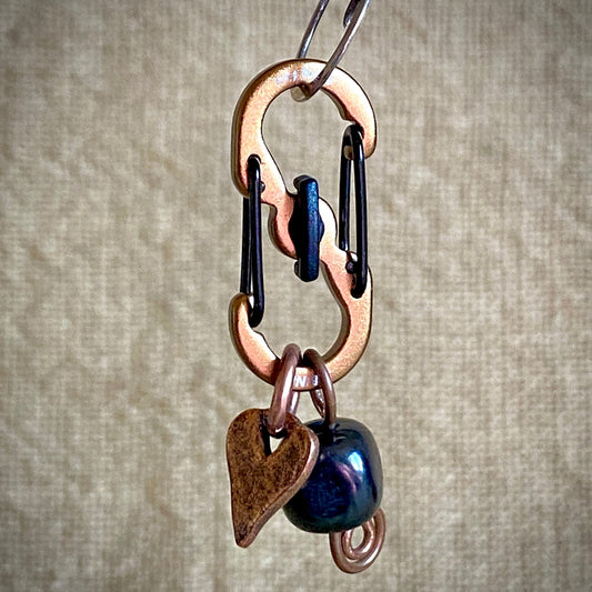 Shungite Clip-On for Pets |  Rounded Cube Bead, Heart Charm, Copper 2