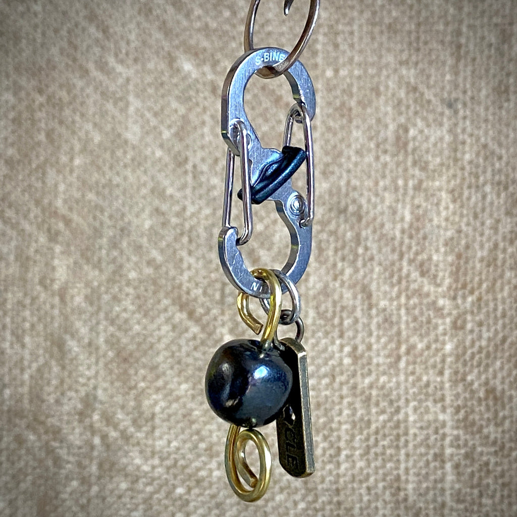 Shungite Clip-On for Pets | Rounded Cube Bead, Miracle Charm, Brass 3