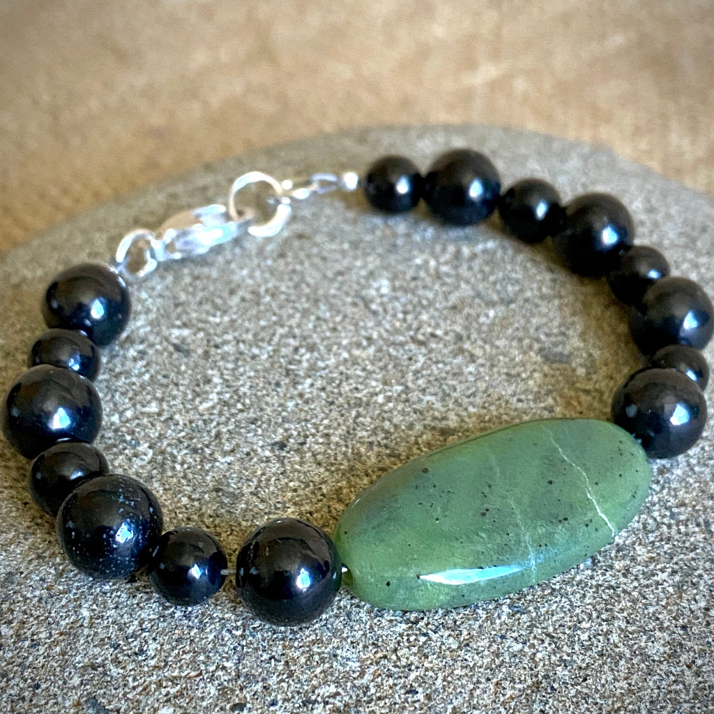 Shungite & Green Jade Bracelet | Small | 6-6.25 Inch Wrist