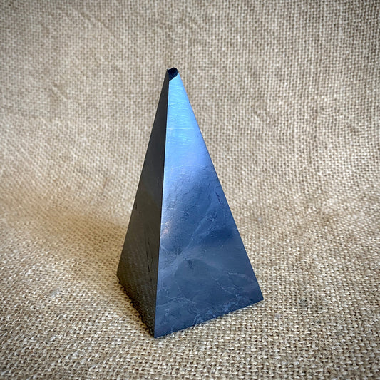 Shungite "High" Pyramid 4 Inches Tall  | PRICE REDUCED | Chipped Peak