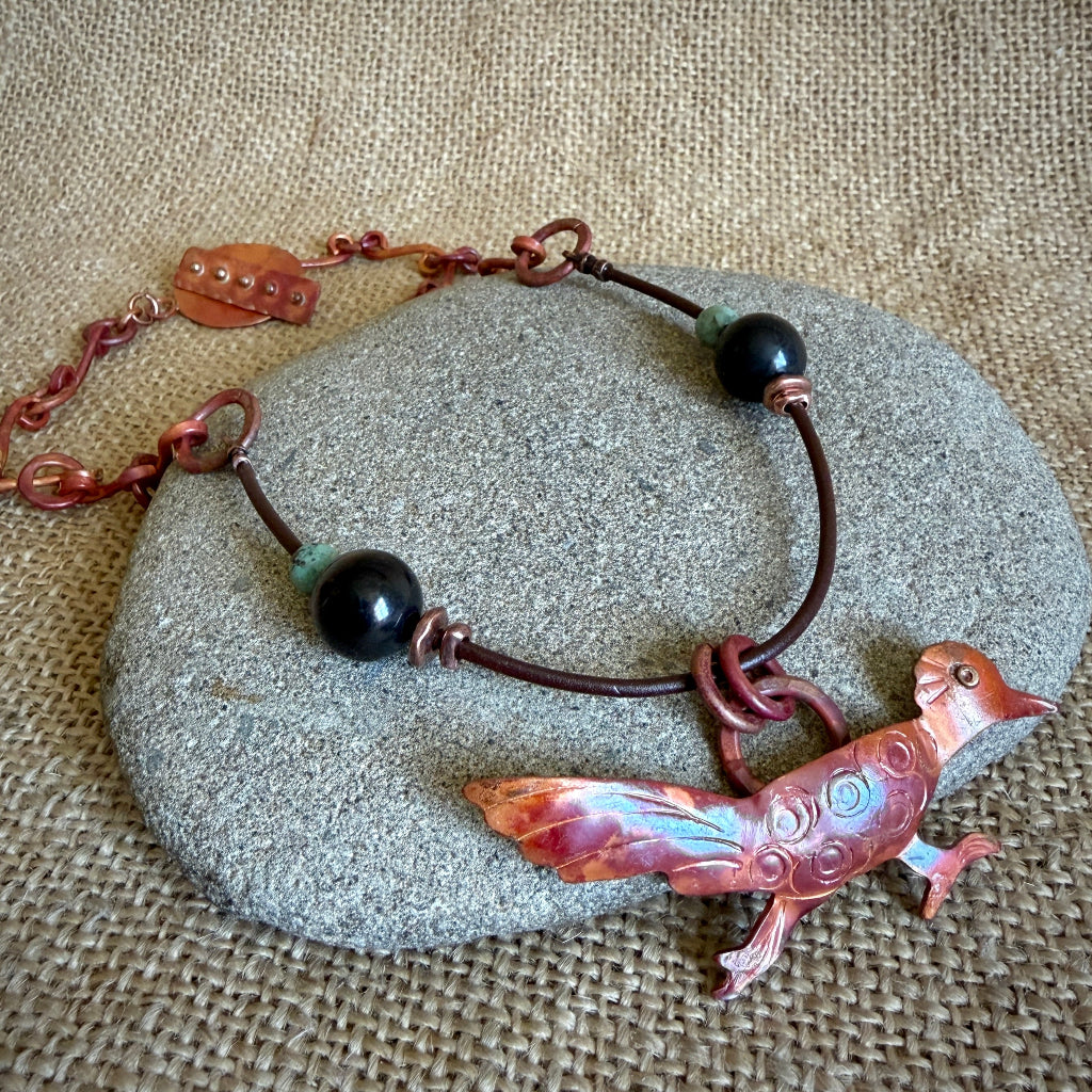 Shungite Necklace | Copper Roadrunner & Handmade Copper Chain