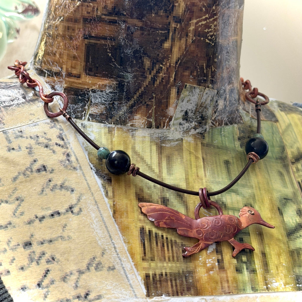 Shungite Necklace | Copper Roadrunner & Handmade Copper Chain 2