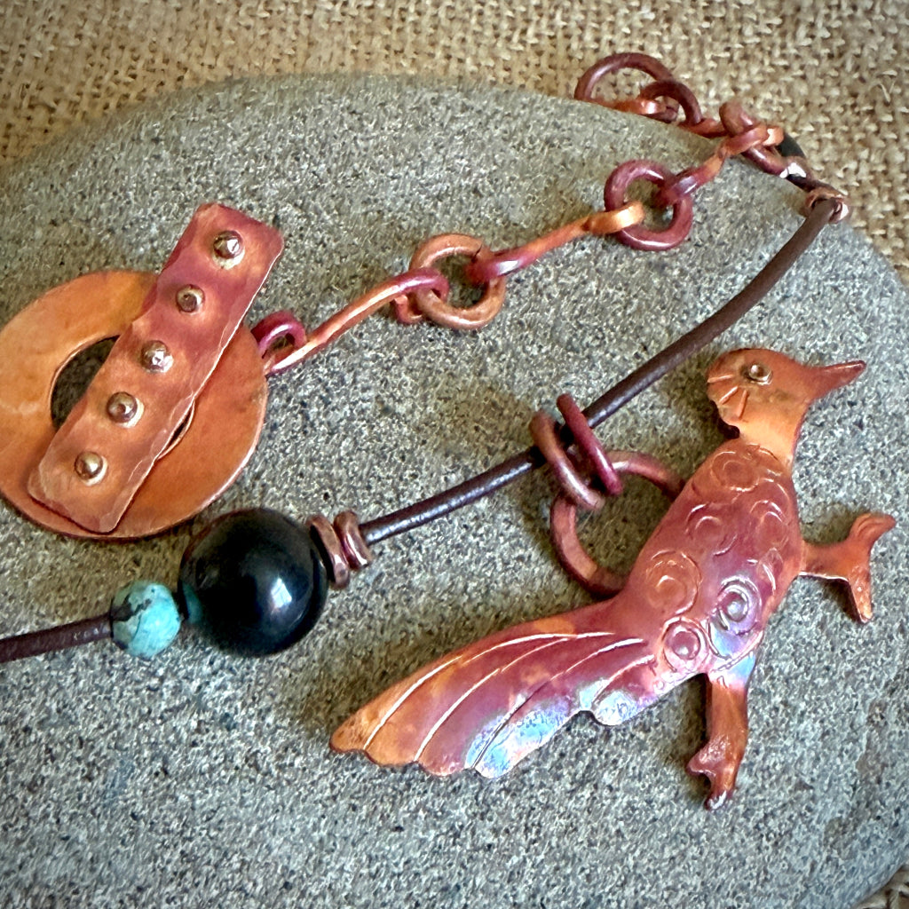 Shungite Necklace | Copper Roadrunner & Handmade Copper Chain 3