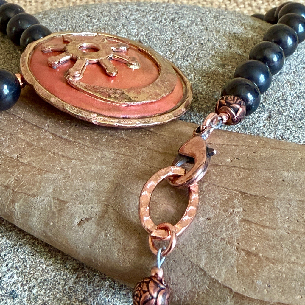 Shungite Necklace | Native American Morning Star Copper Focal 2