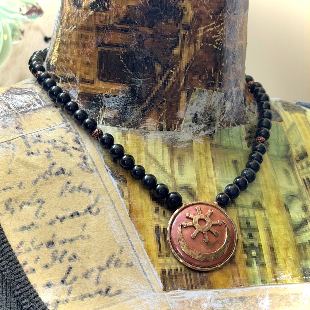 Shungite Necklace | Native American Morning Star Copper Focal 3