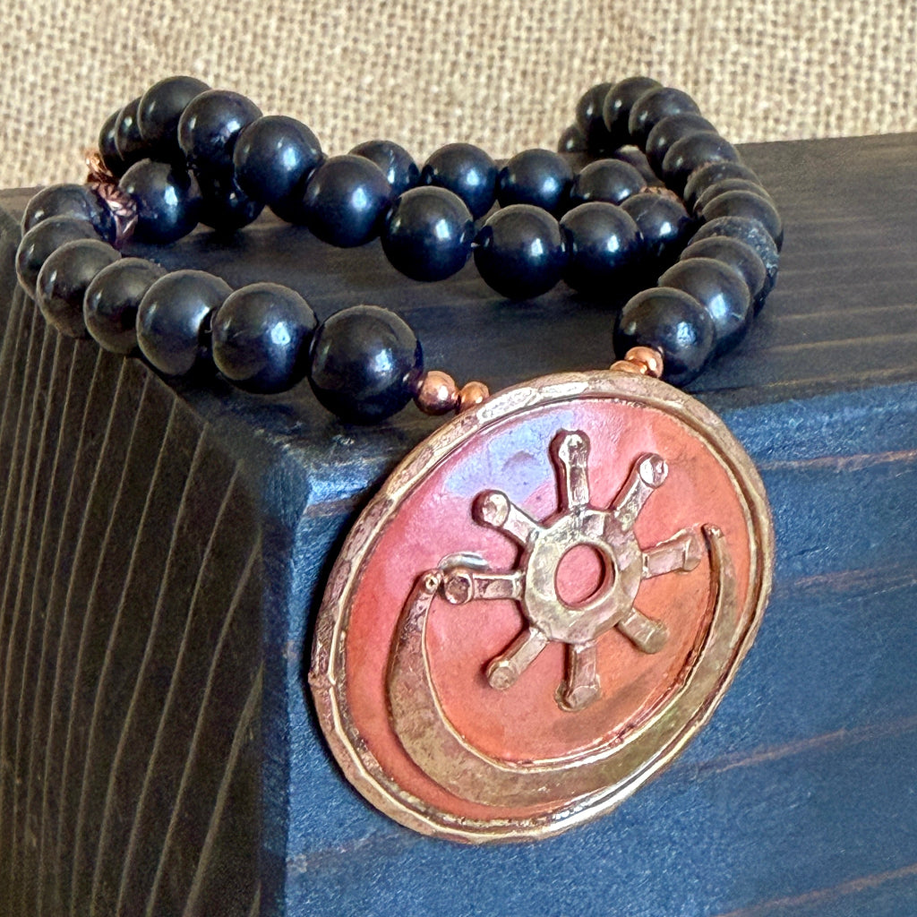 Shungite Necklace | Native American Morning Star Copper Focal 4