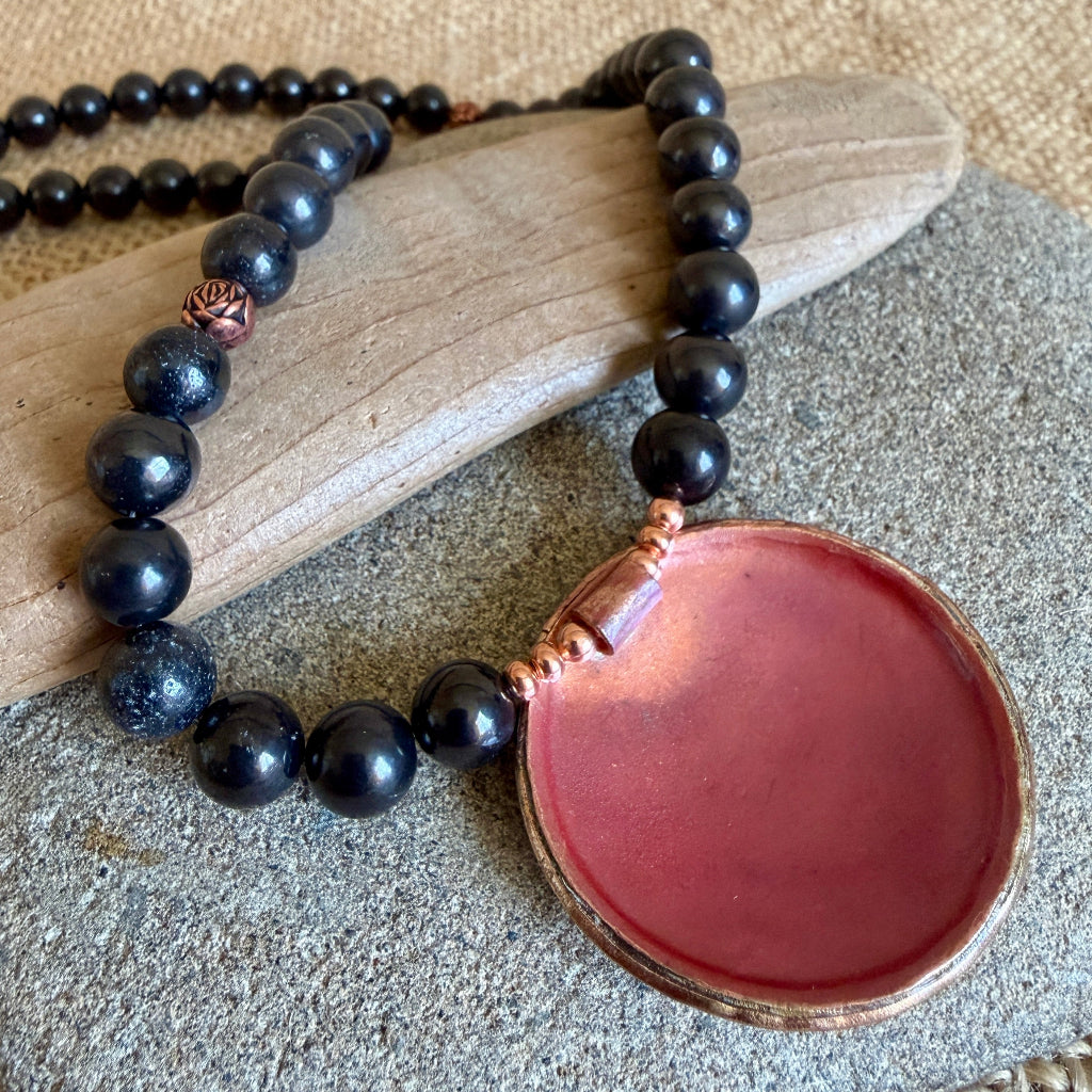 Shungite Necklace | Native American Morning Star Copper Focal 5