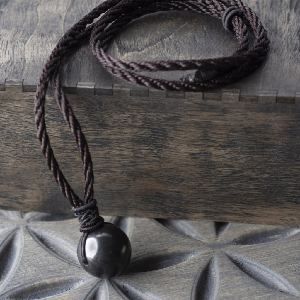 Shungite Orb Necklace | Adjustable Korean Cording