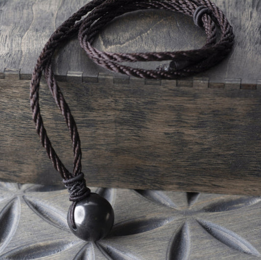 Shungite Orb Necklace | Adjustable Korean Cording
