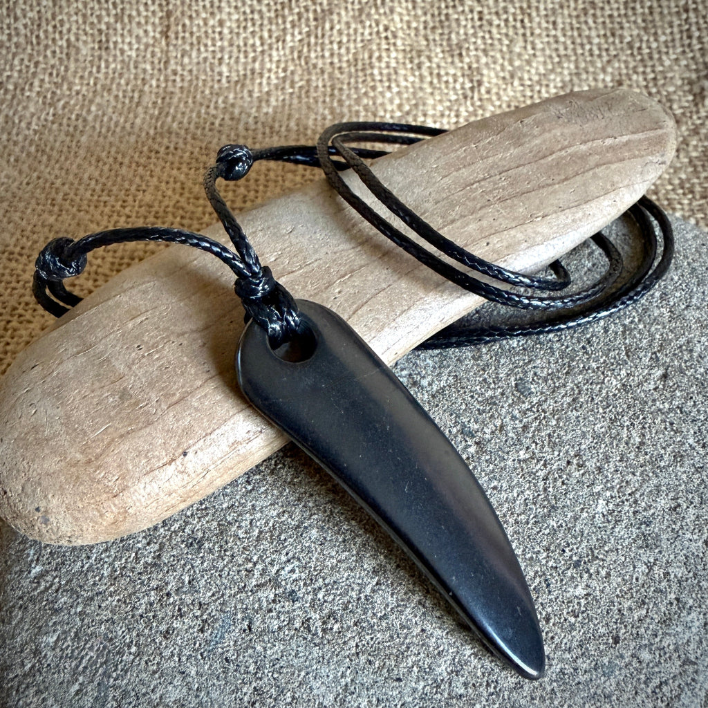 Shungite Pepper Necklace | Black Cording Double Slider
