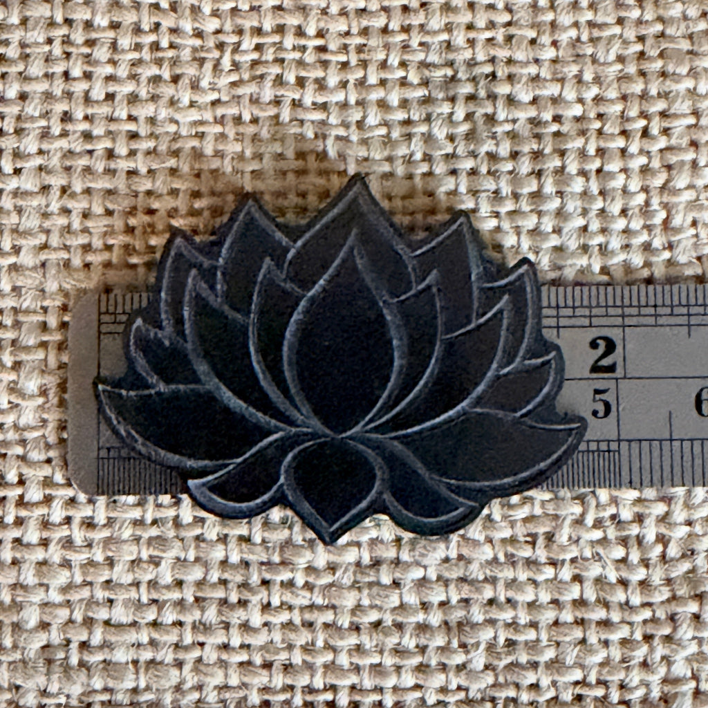 Shungite Phone Plate | Large Lotus Flower, 50mm scale