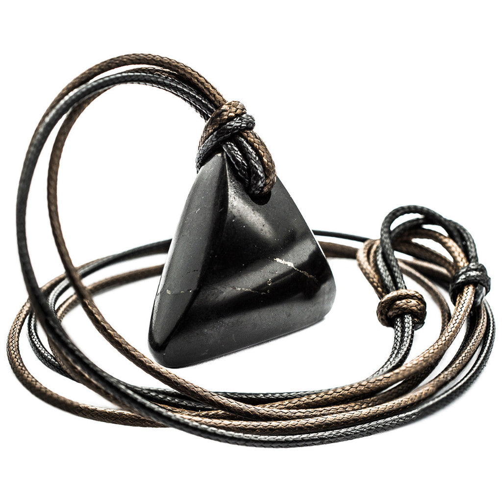 Shungite Pyramid Necklace | Adjustable 2-Tone Double Strand Cord 3